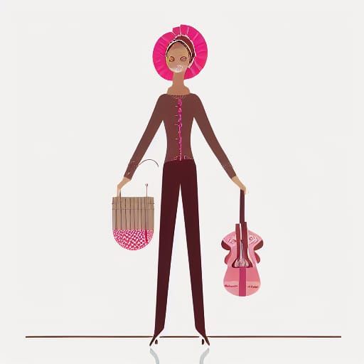 Portrait of a Woman with Brown Hair and Pink Dress