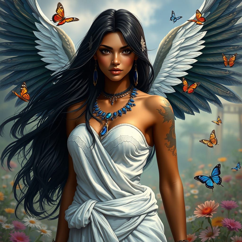 Ishtar, Goddess of Mesopotamian Mythology, in a Lavish Flora...