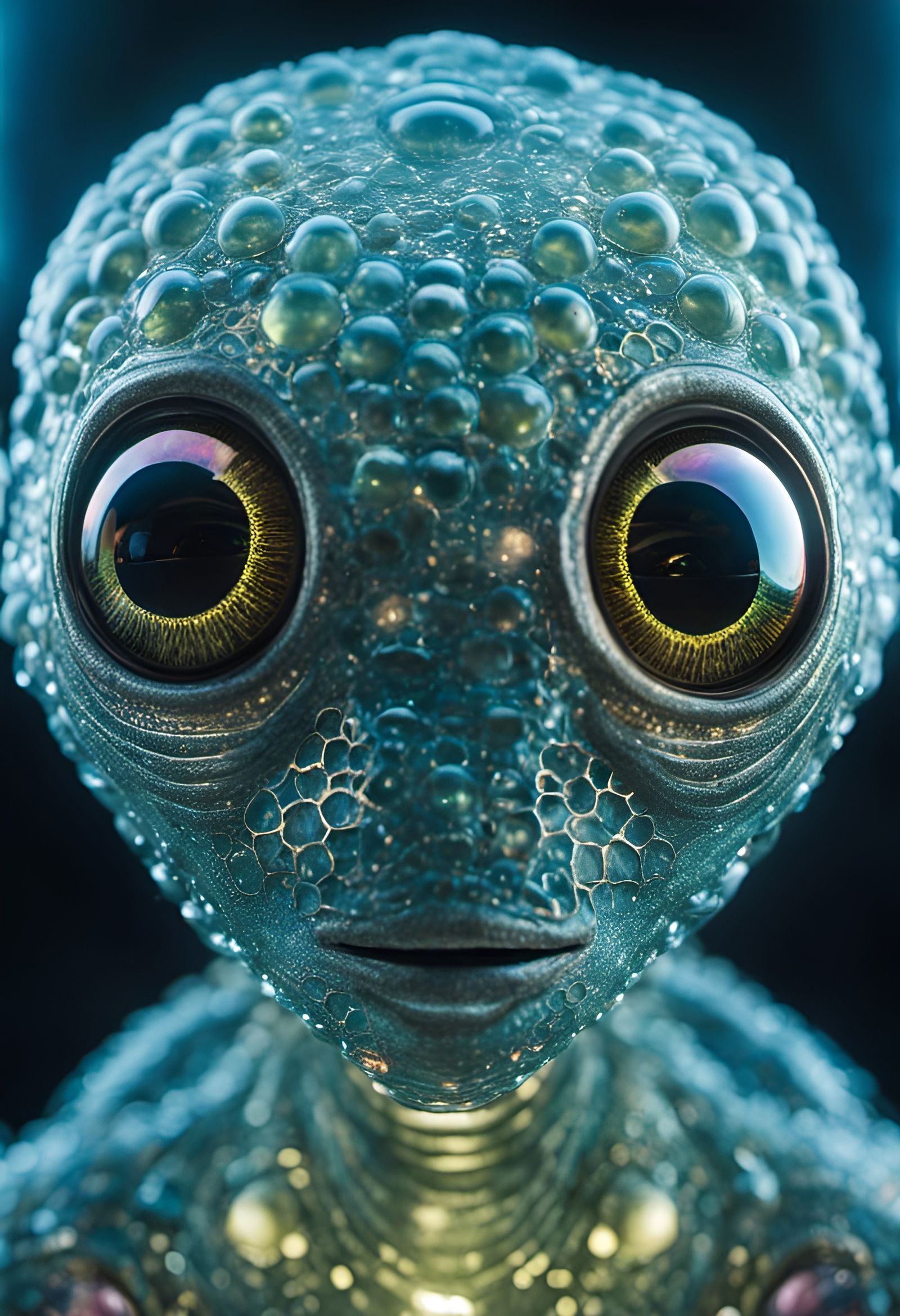 Friendly See-Through Alien with Bioluminescent Features