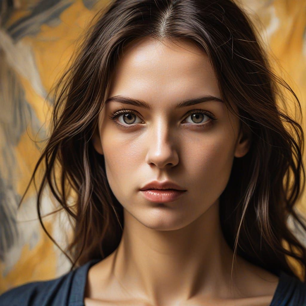 Expressive Charcoal Portrait of a Woman in Expressionist Sty...