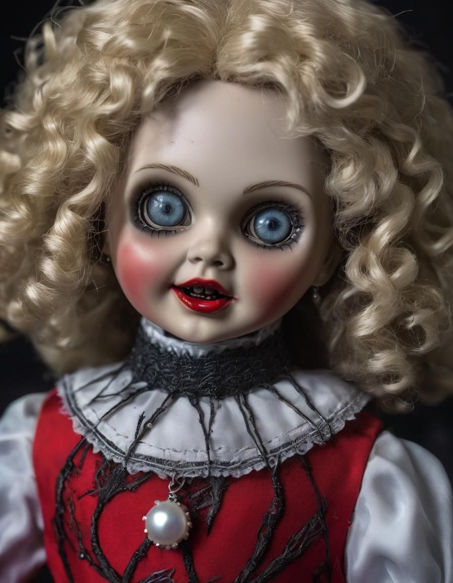 Cursed Doll Close-Up with Menacing Expression