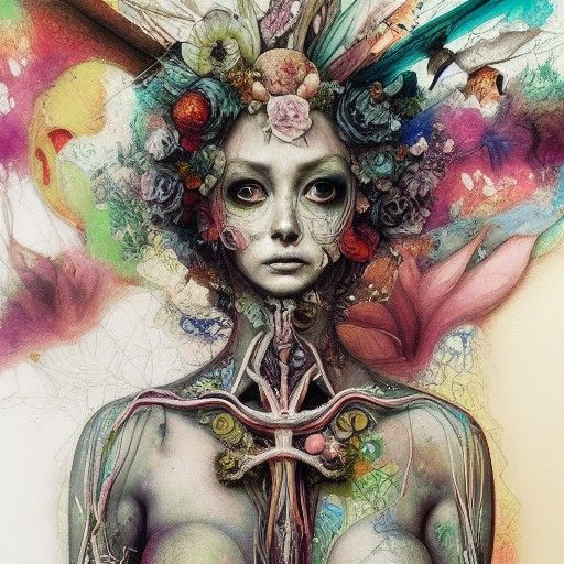 Goddess Anatomical Cross-Section in Dark Fantasy Style