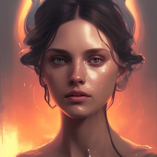 Detailed Portrait of Hecate in Art Nouveau Style