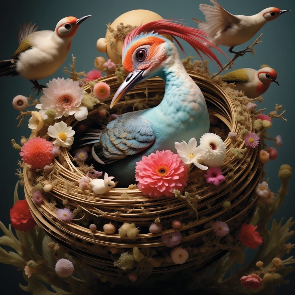 Hyperrealistic Dodo Bird in Nest