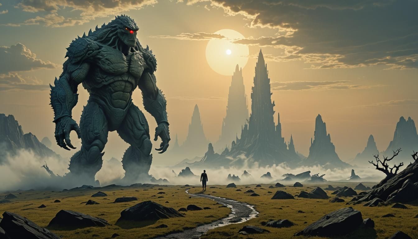 Surreal Cyclops with Colossus Kaiju: Dreamlike Disembodied A...