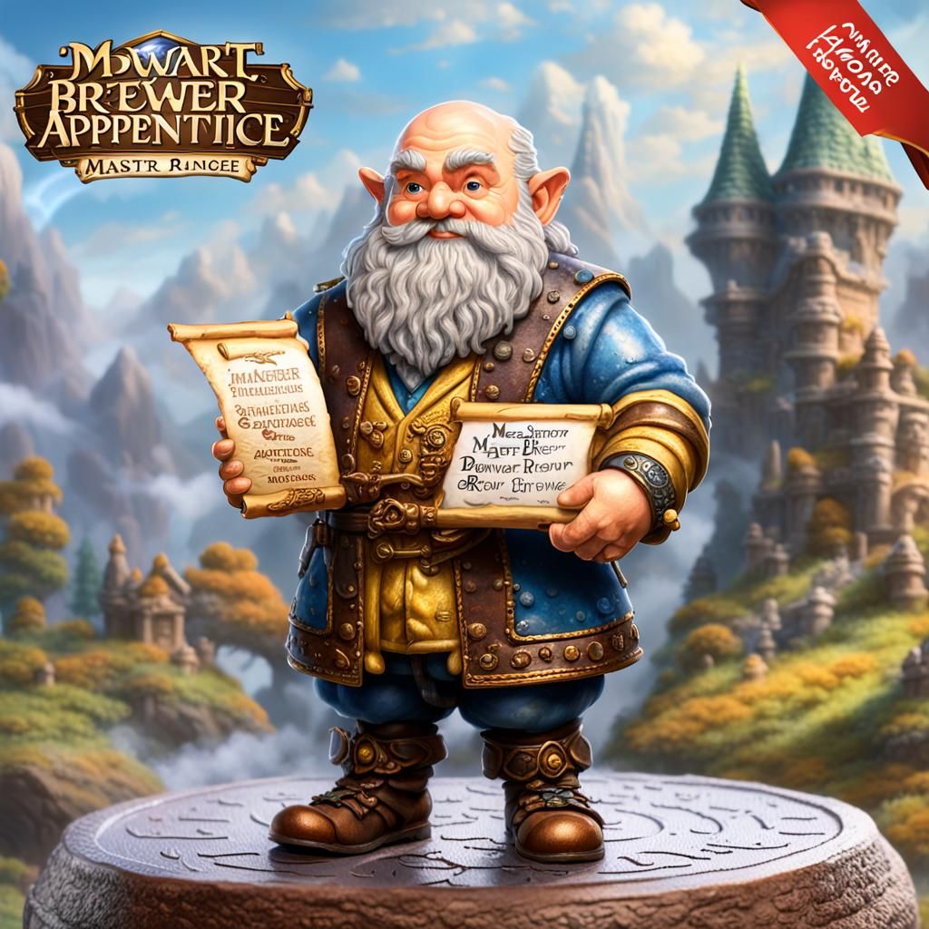 Dwarf Holding Scroll in Popmart Figurine Style