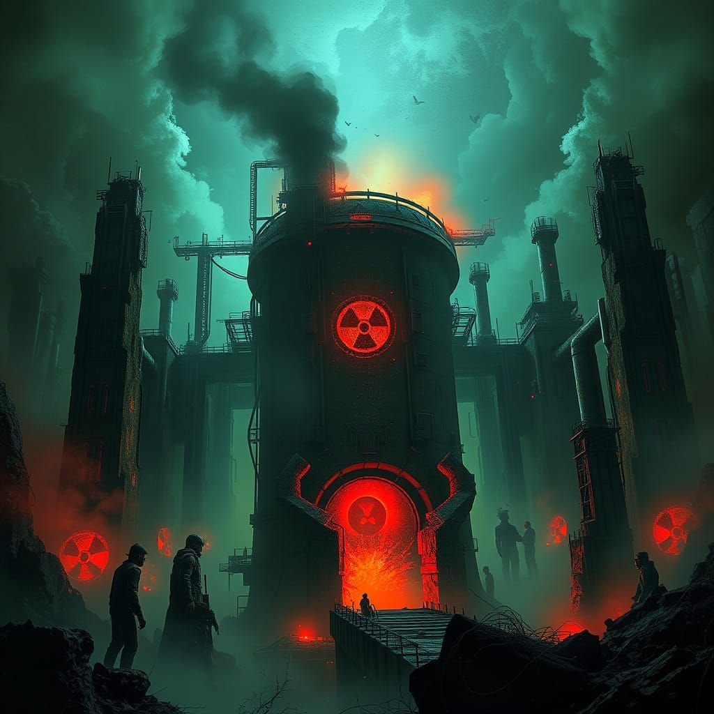 Nuclear Reactor Horror Art with Toxic Fog