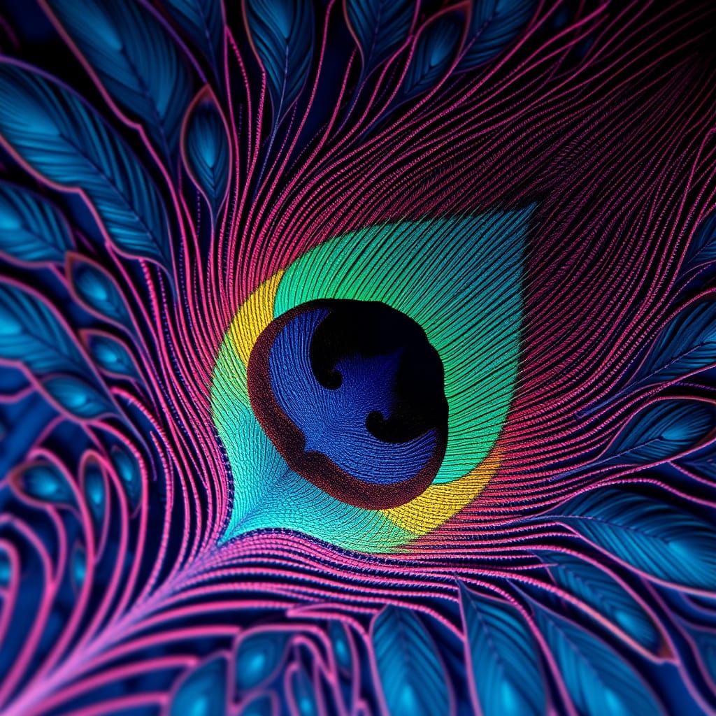 Fractal Peacock Feathers in Unreal Engine 5 Style
