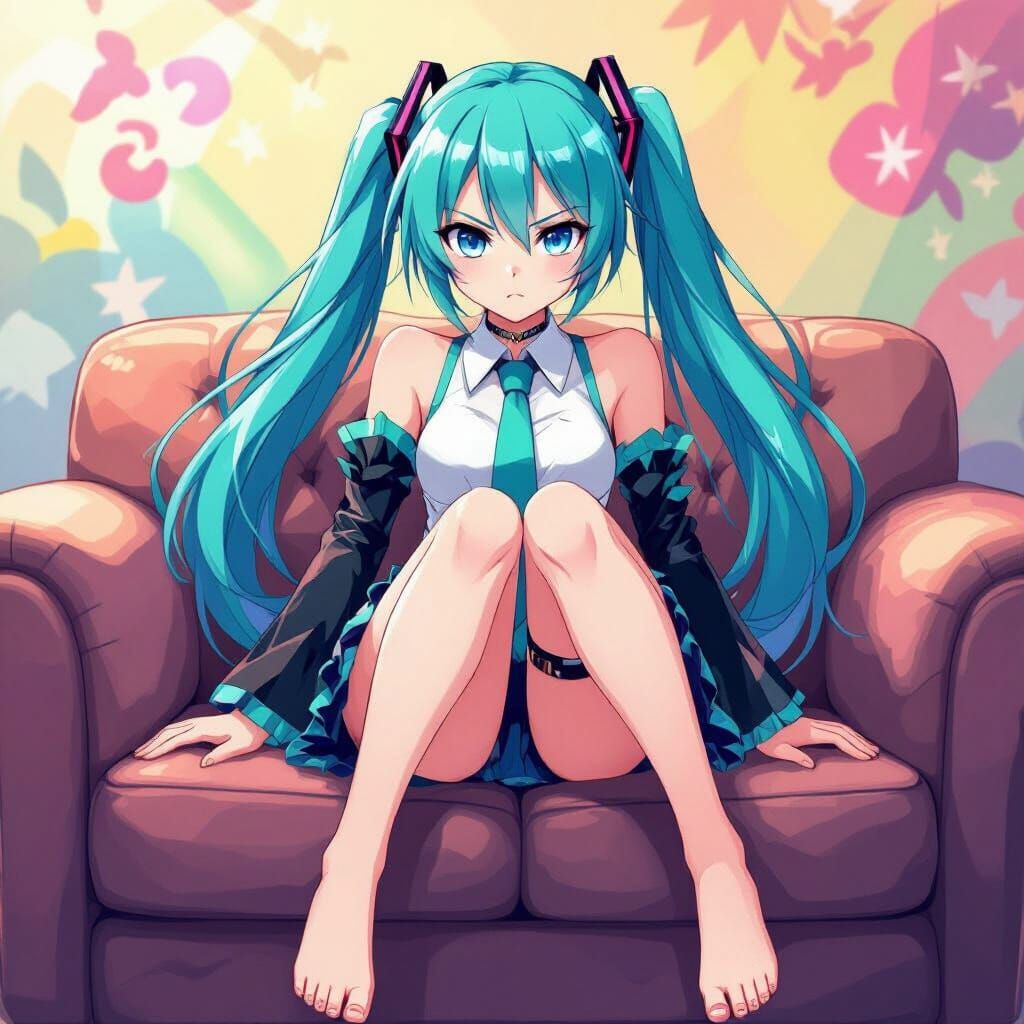 Hatsune Miku in Anime-Style Pop Art