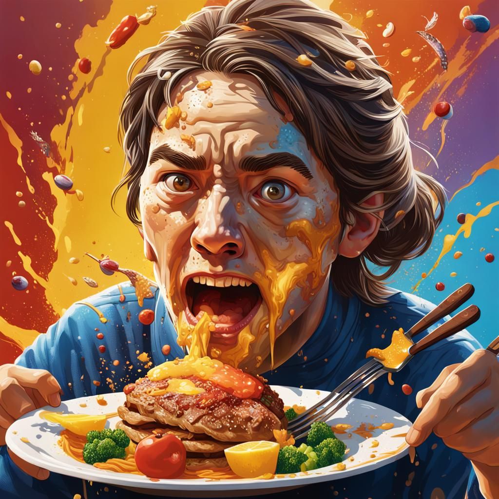 Hyperrealistic Family Meal in Splash Art Style