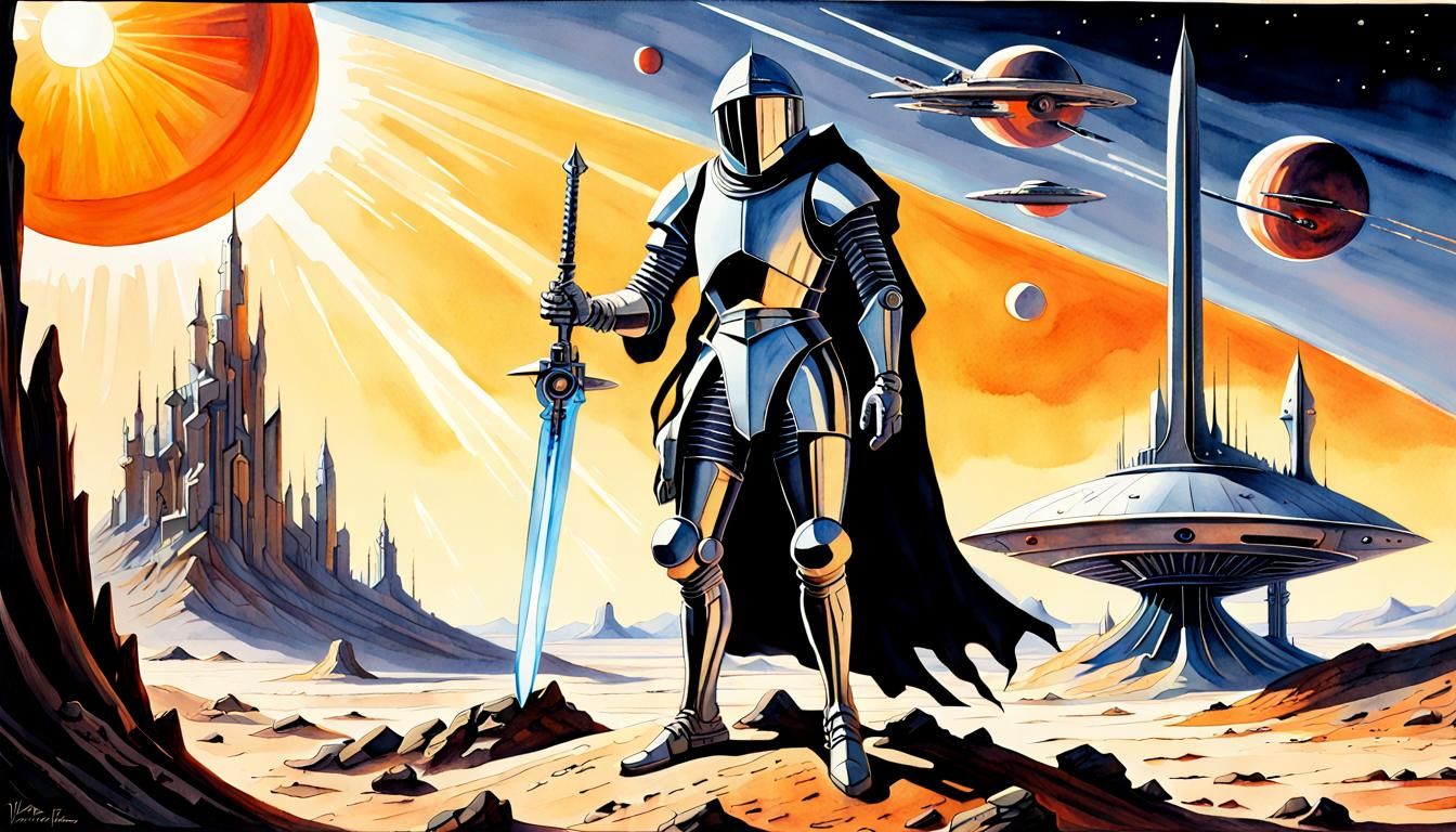 Sci-Fi Medieval Mechanic on Alien Battlefield