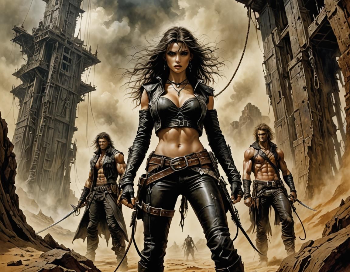 Desert Raiders and Captive Woman: Royo-Inspired Art