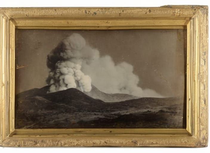 Explosive Volcanic Eruption in Tintype Photography