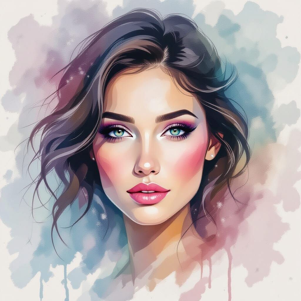 Dreamy Love in Abstract Watercolor Painting