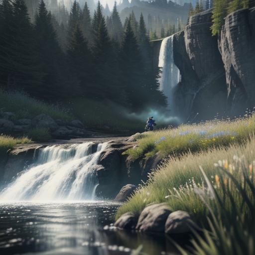 Guitar Lesson Near Waterfalls in Cinematic 3D