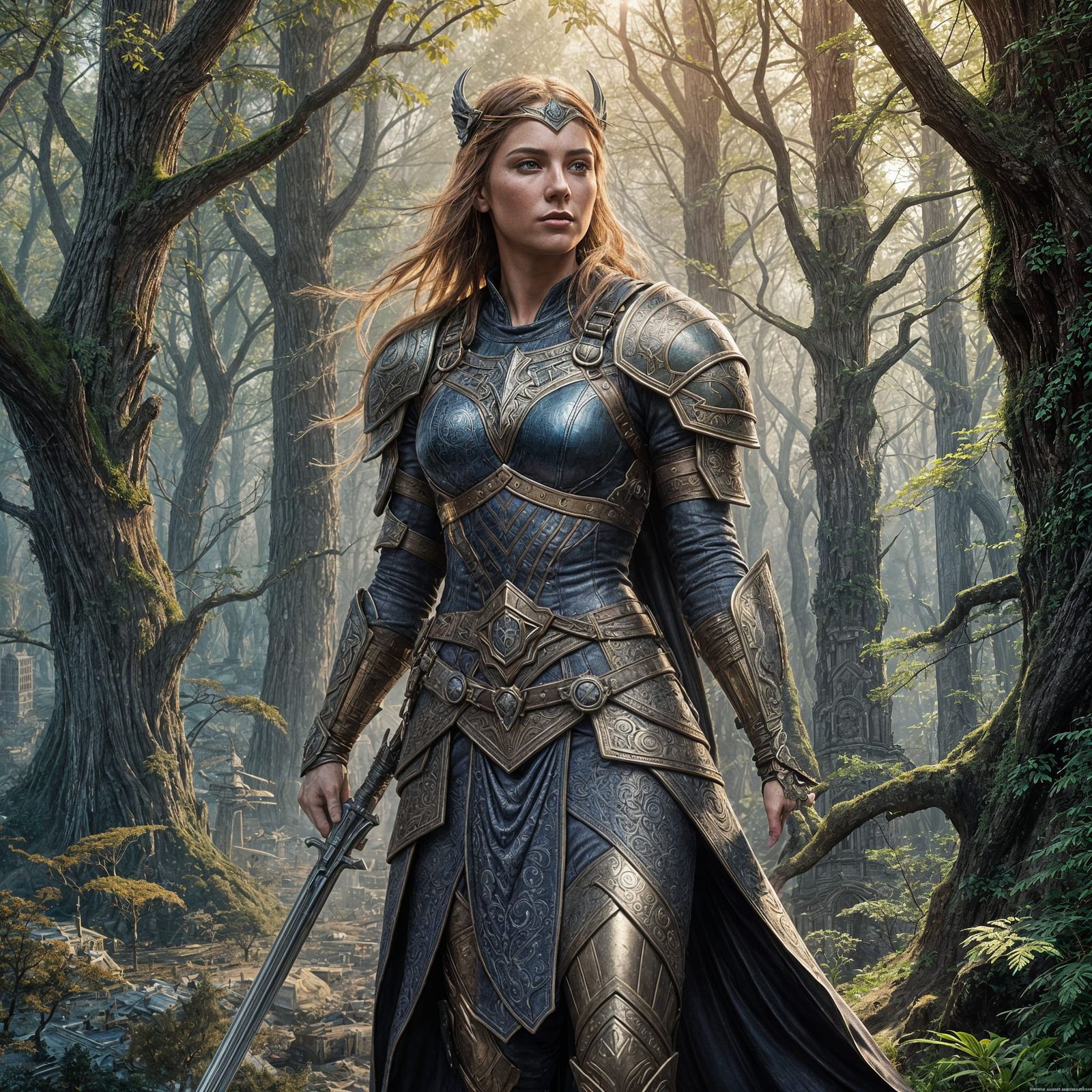 Magnificent Shield Maiden in Detailed Matte Painting
