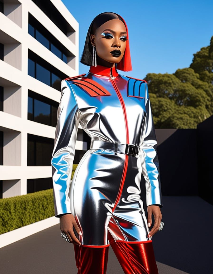 Nova Quill: Retrofuturist Icon in Metallic Jumpsuits