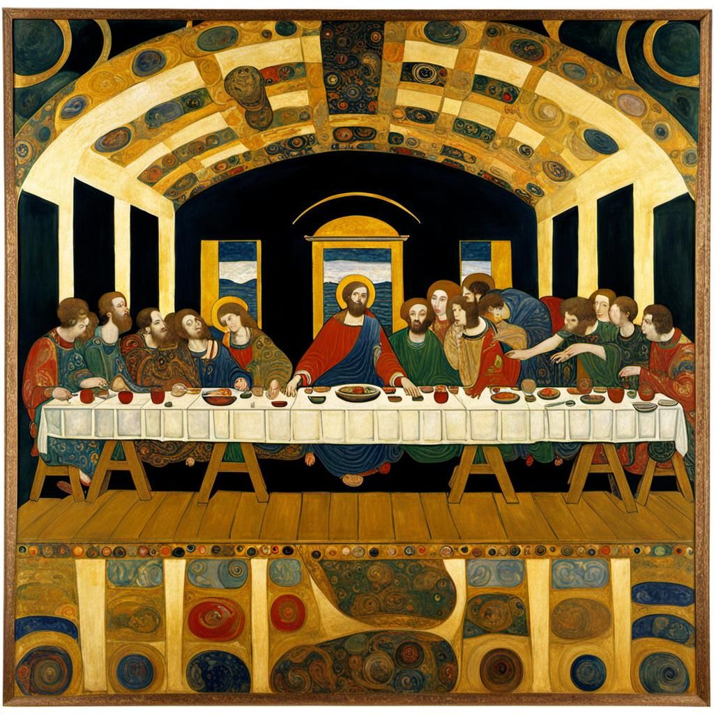 The Last Supper in Gustav Klimt Style