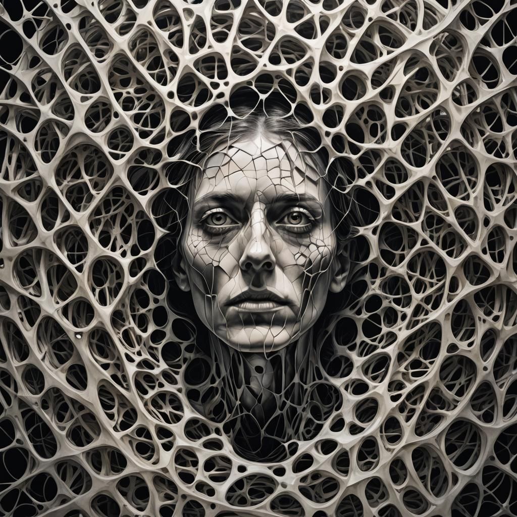 Surreal Horror Head in Geometric Abstraction