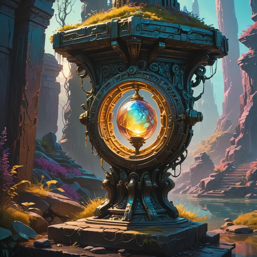 Glowing Magical Artifact on Ancient Pedestal