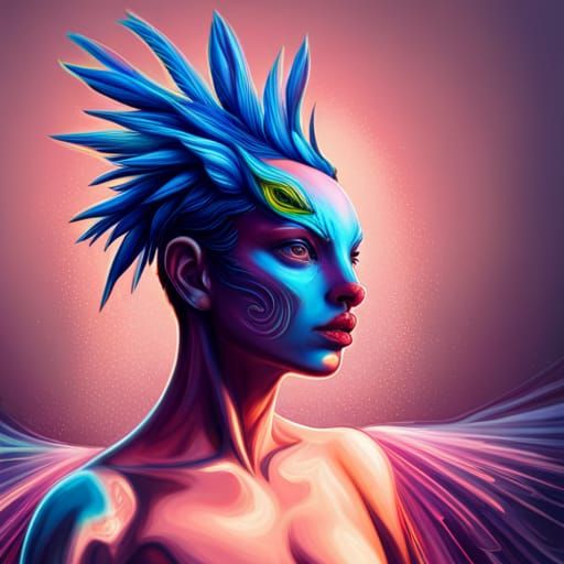 Cyberpunk Blue Duck Angel Splash Art