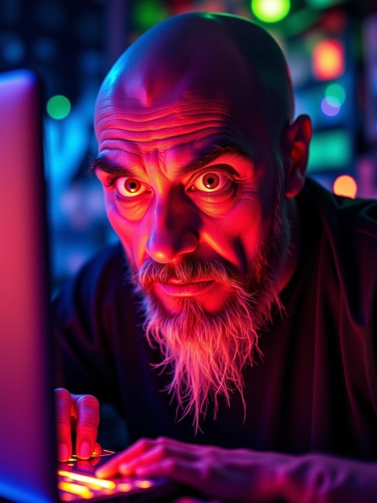 Ethereal Laptop Glow: A Hyperrealistic Digital Portrait