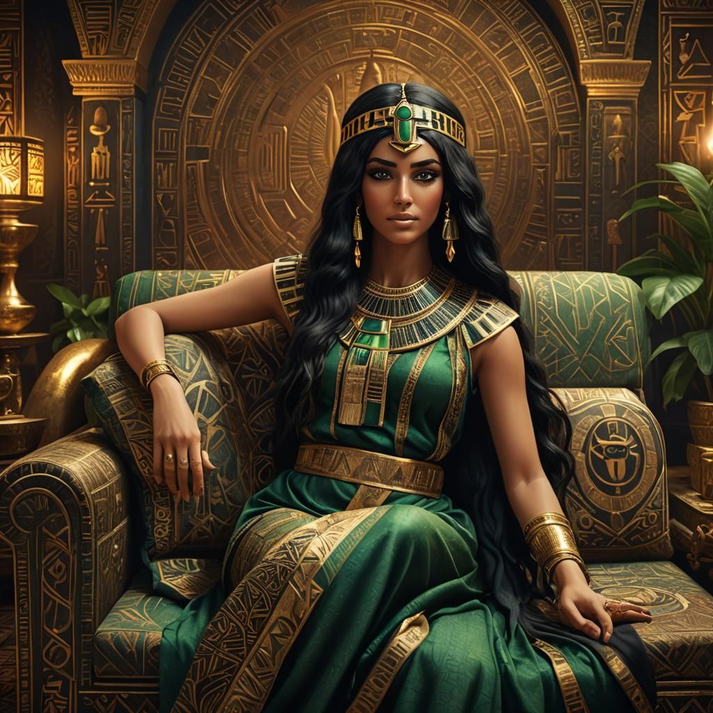 Egyptian Woman Lounging: 3D Fantasy Art