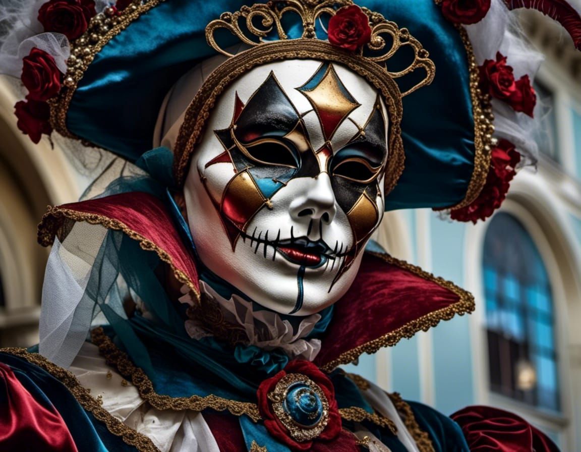 harlequin in a death mask