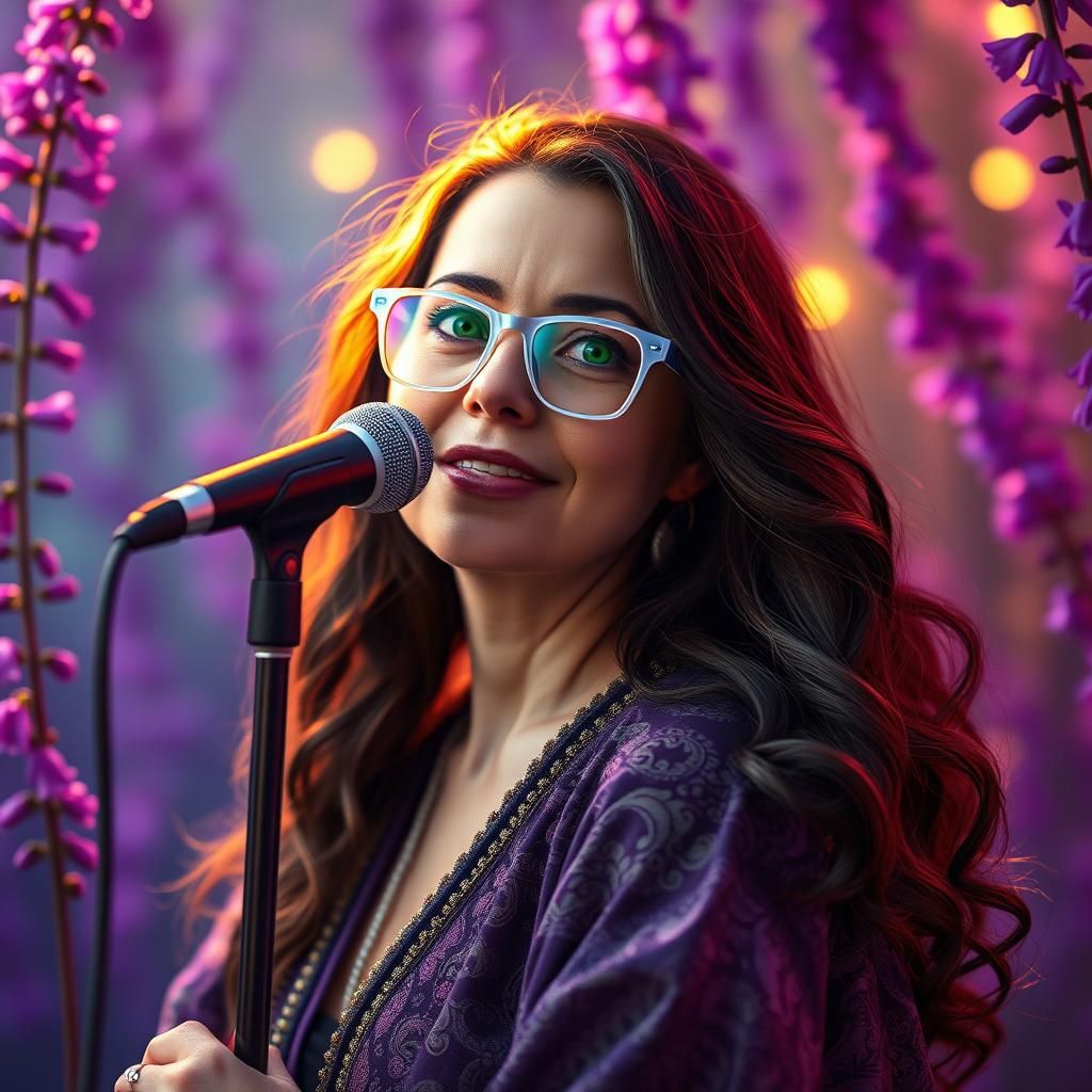 Mystical Singer in Purple Hues, Fantasy Concept Art