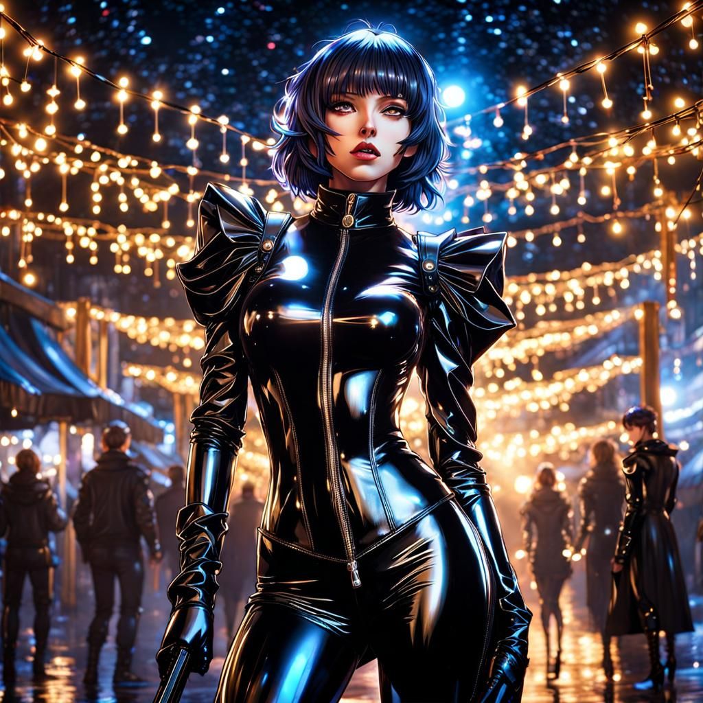 Anime Woman in Latex Costume, Fantasy Art