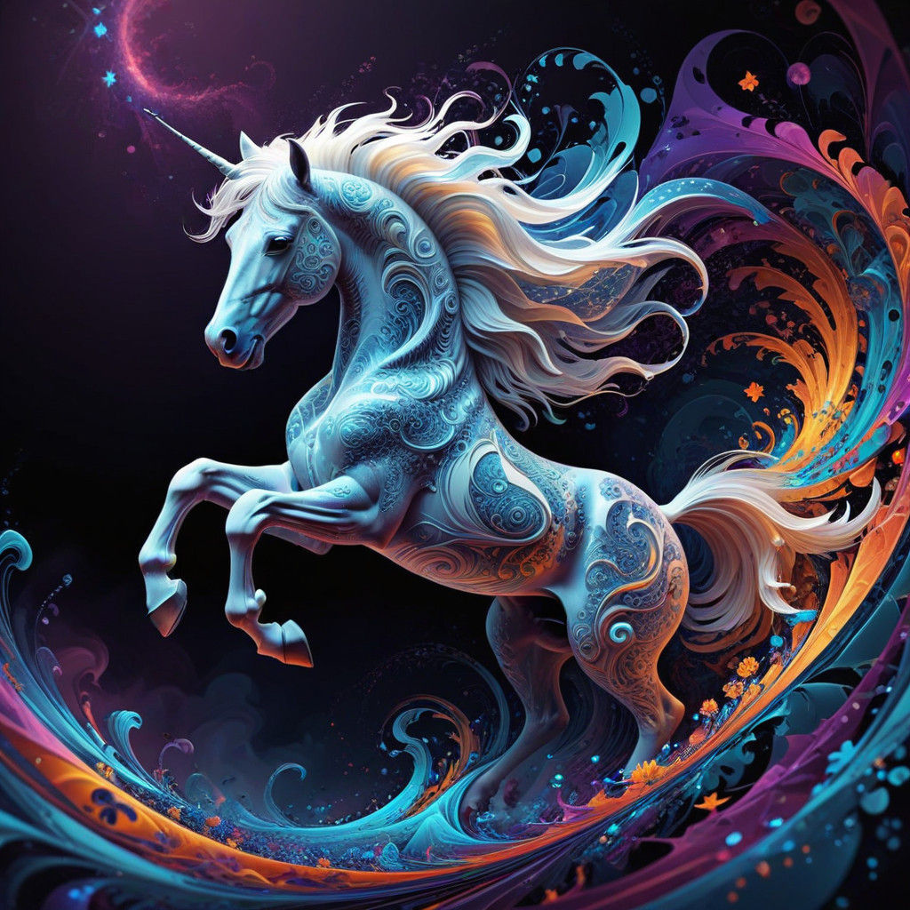 Surreal Castle Forms Ears of Mystical White Horse in Swirlin...