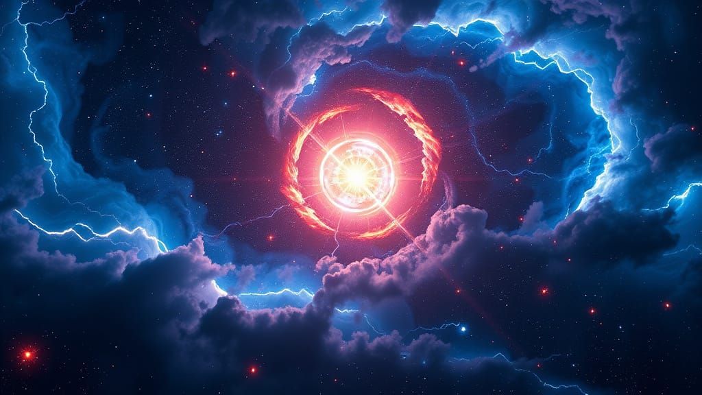 Vast Cosmic Blaze in 3D Cinematic Style