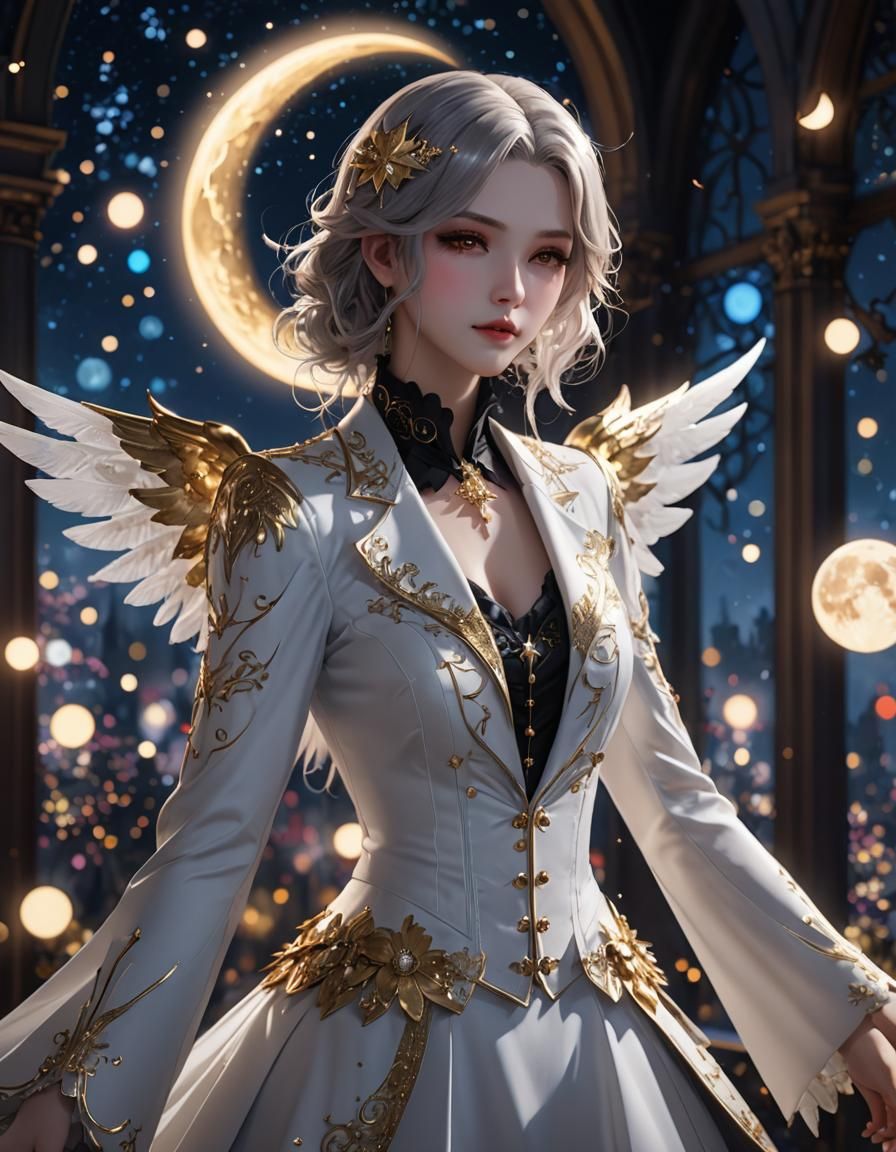 Anime Angel Vampire in Ballroom Suit