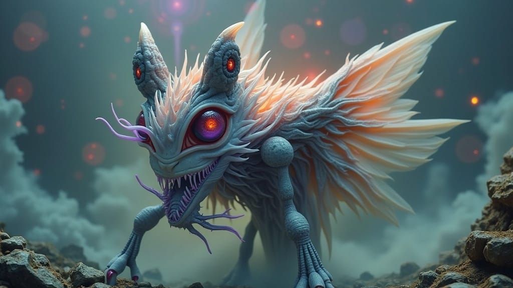 Surreal Eye Cluster in Vermillion and Violet Gradient