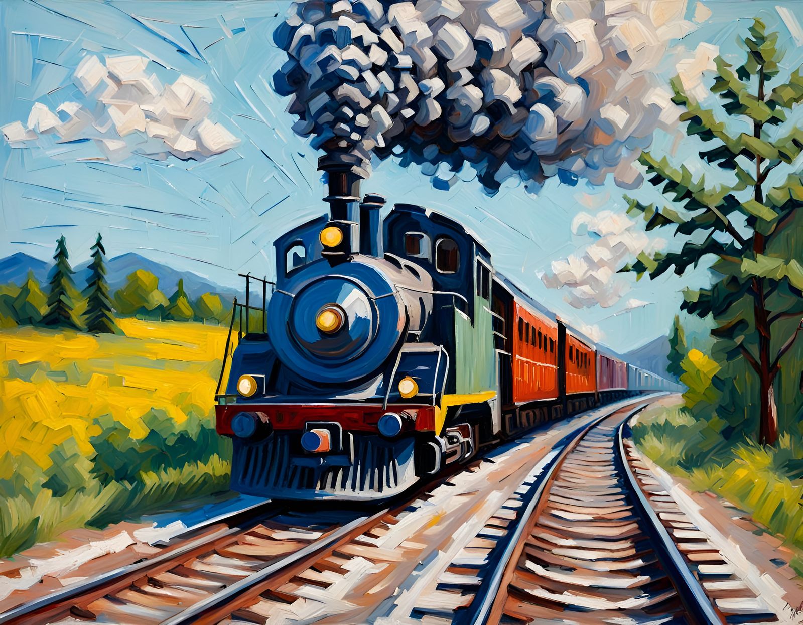 Train in Impasto Painting Style