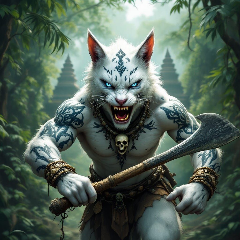 Manga-Inspired Warrior Cat Rages Through Lush Rainforest