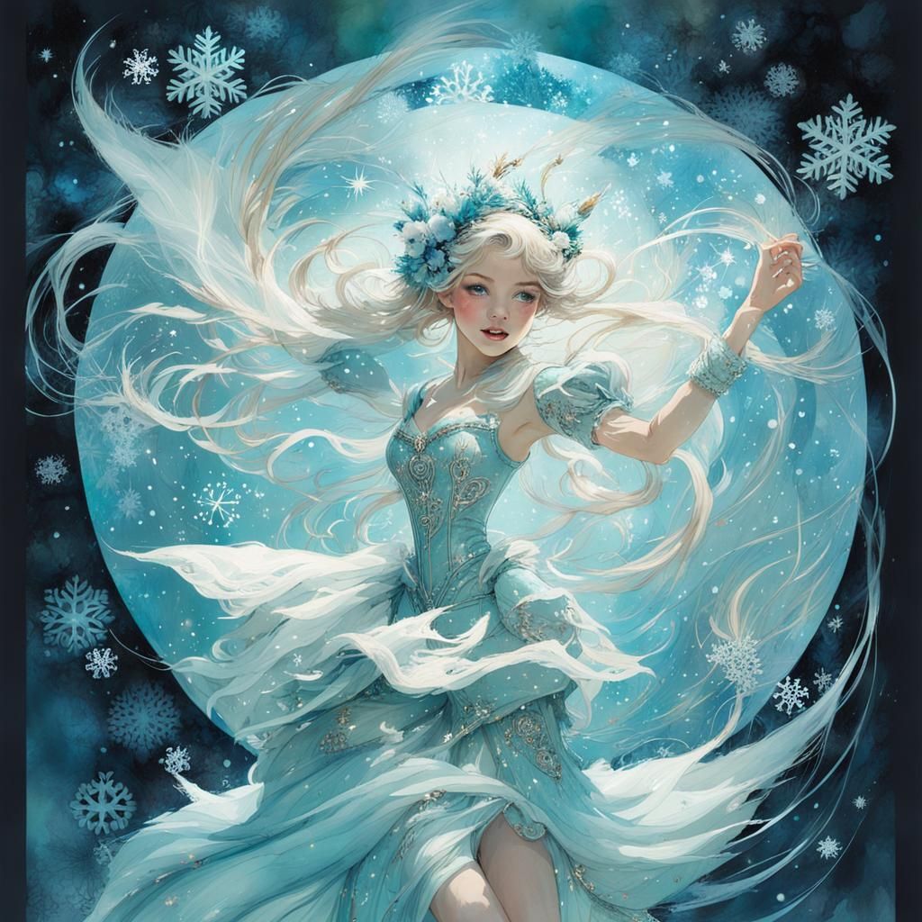 Enchanting Elf Dance in Stylized Watercolor Art