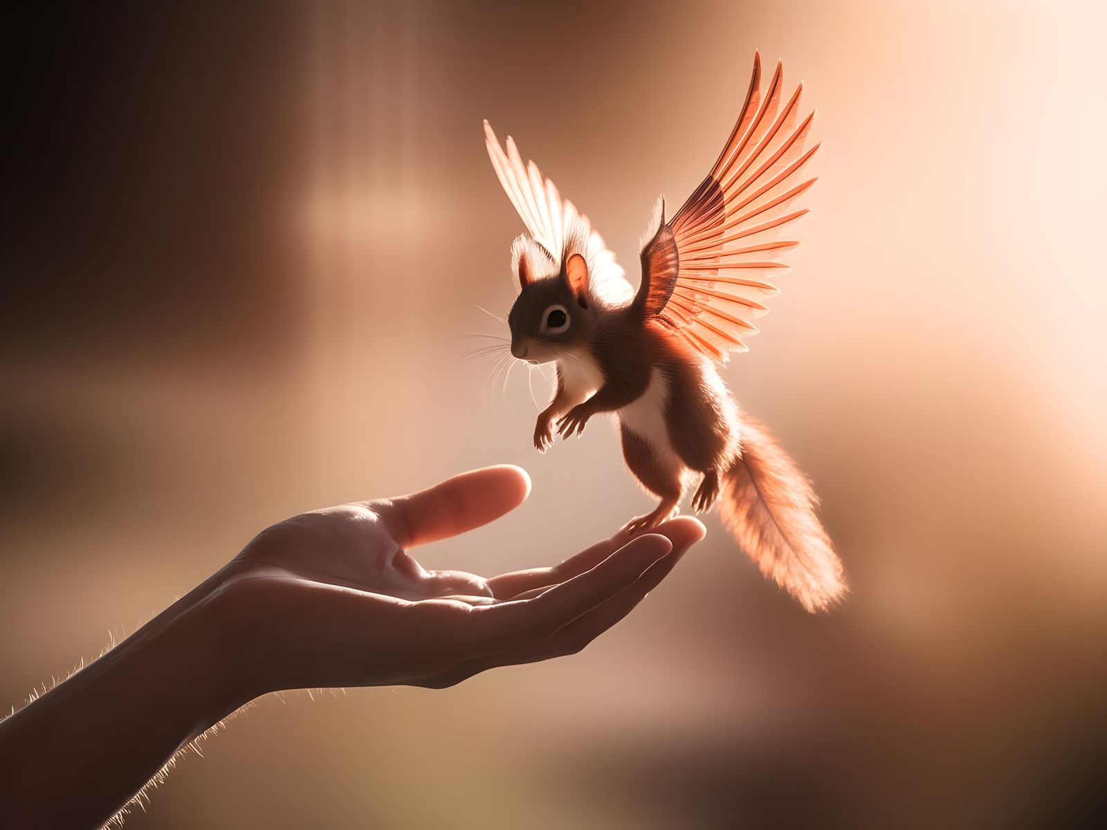 Whimsical Phoenix Squirrel in Cinematic Film Still