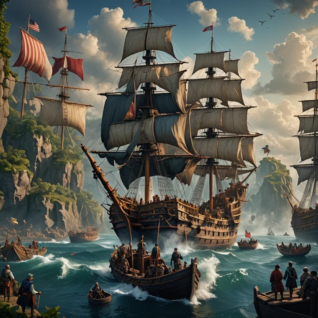 Columbus's Discovery of America: Matte Painting