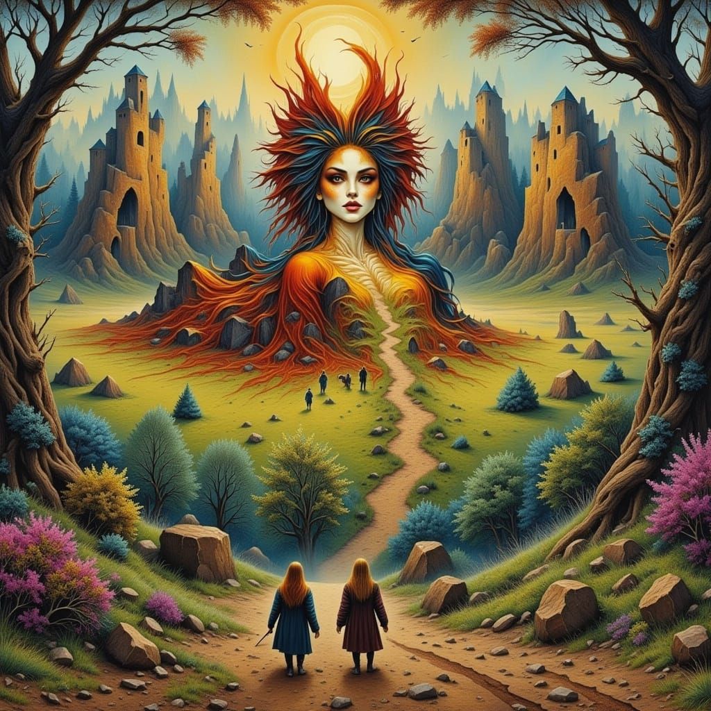 Surreal Landscape in Watercolor Style