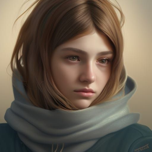 Detailed Portrait of a Young Woman as Digital Art