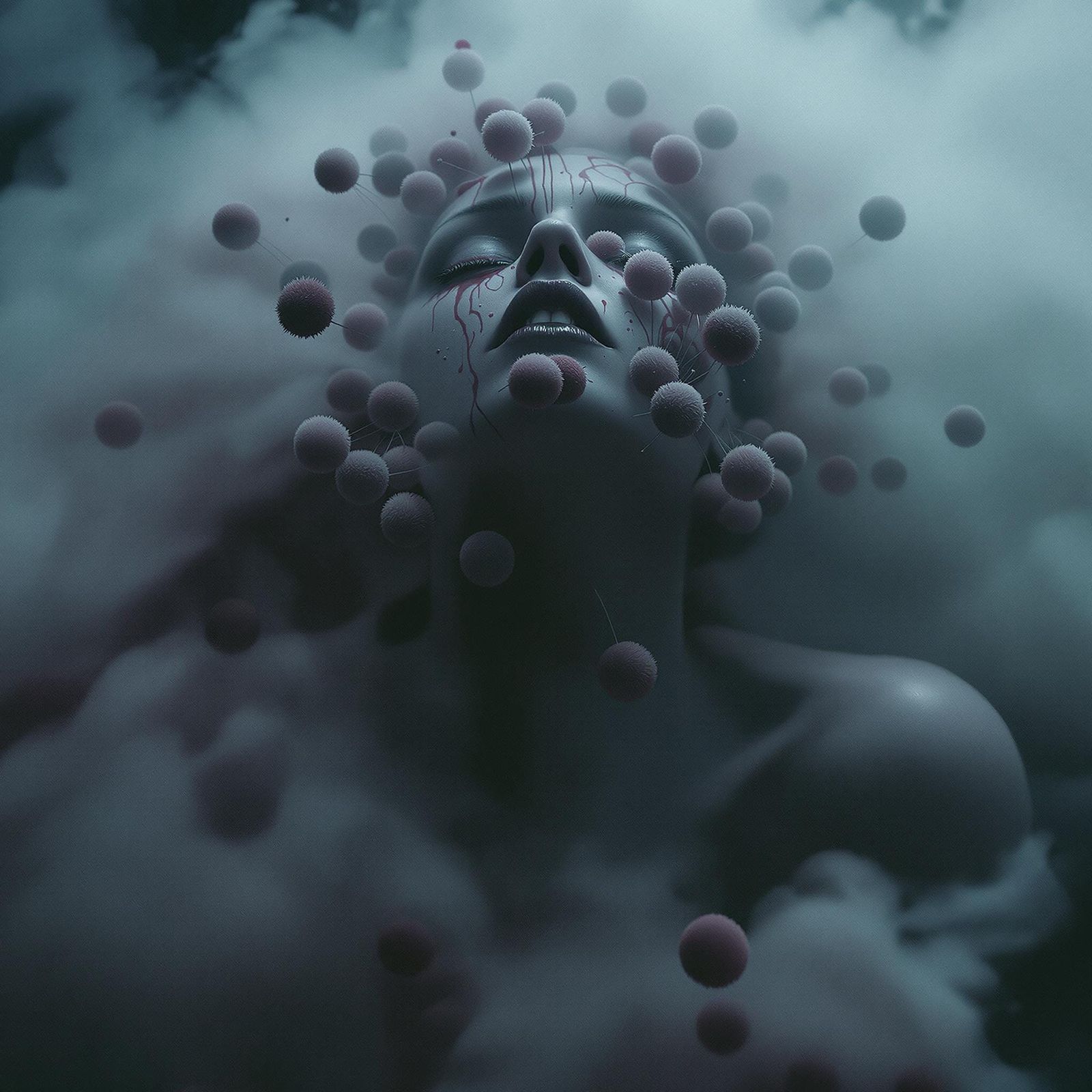 Eerie Demoness Emerges from Mist in Gothic Style