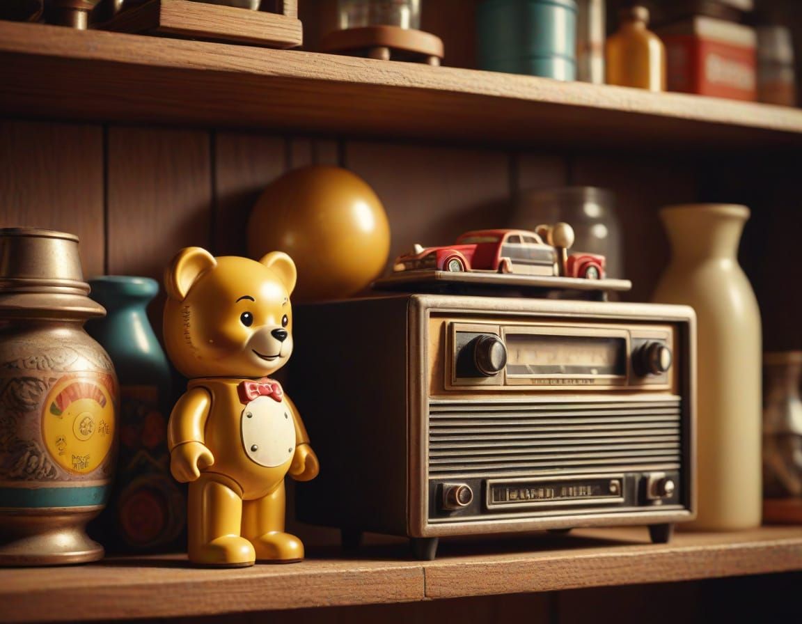 Nostalgic Retro Collectibles: Vintage Toy Still Life