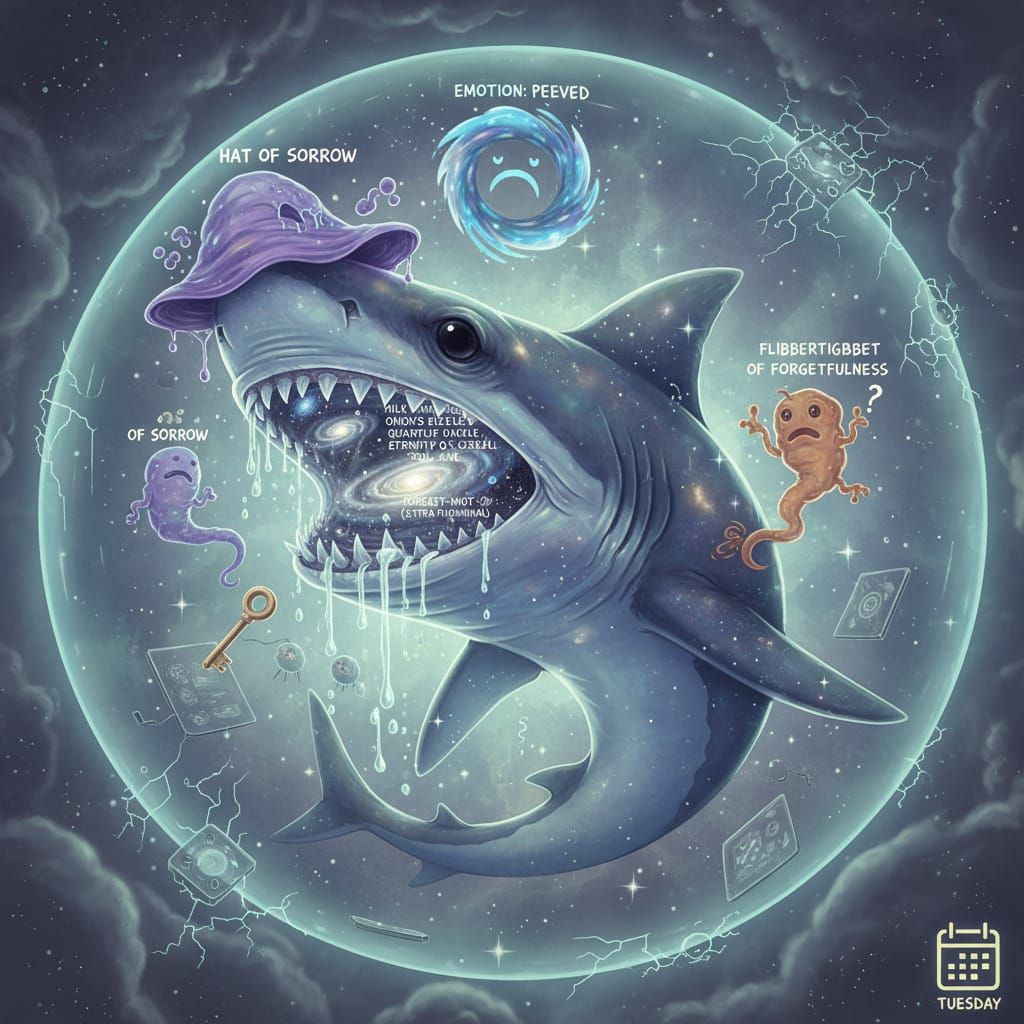 A Glass-Jawed Space-Sun Shark in a state of tranquil vexatio...