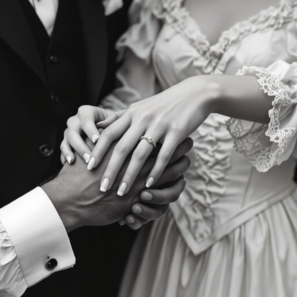 Hands Intertwined: A Black and White Photograph in Neoclassi...