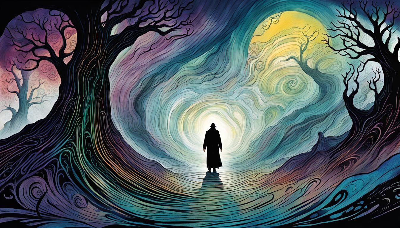 Ethereal Figure Emerges from Swirling Mist in Dark Fantasy S...