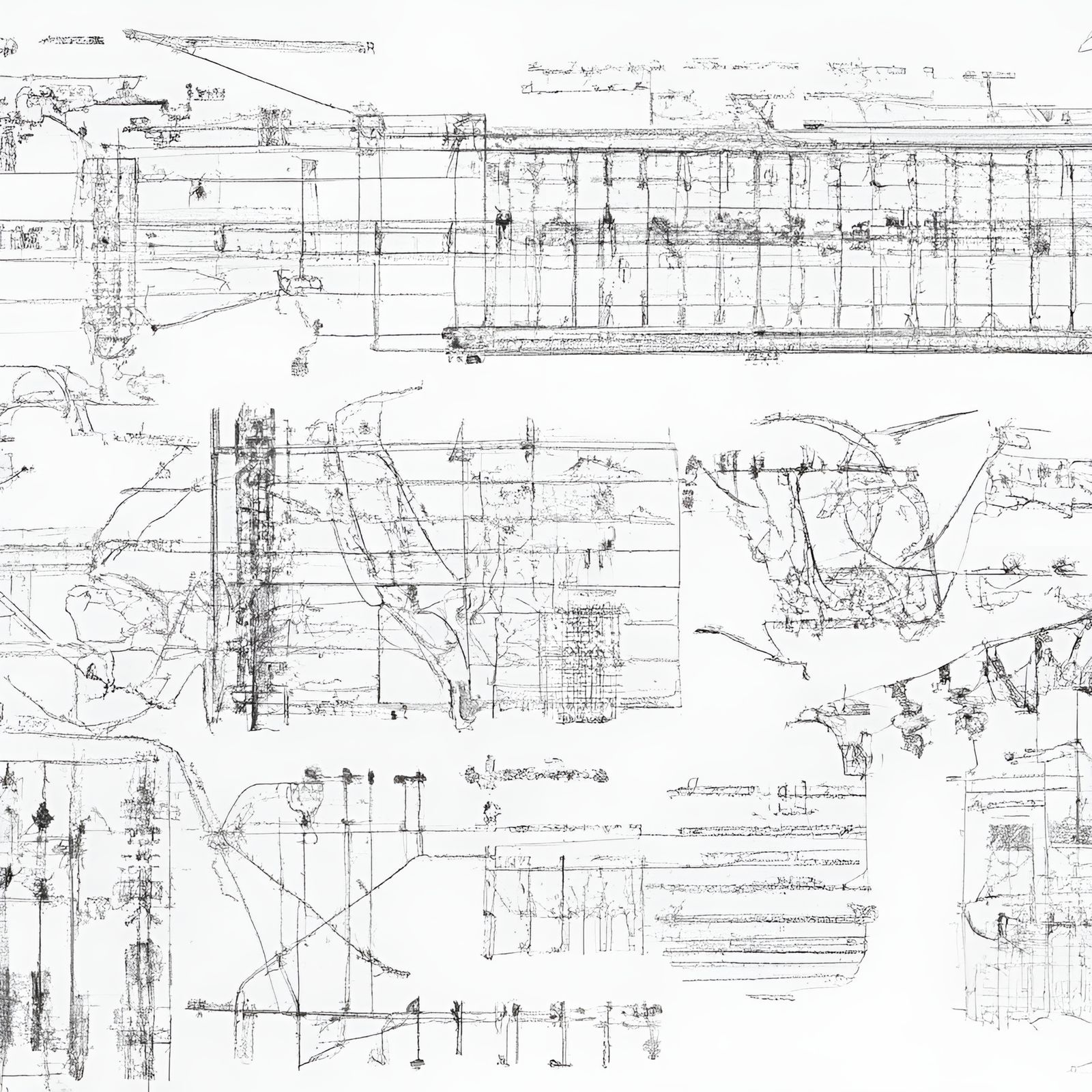 Dieselpunk Technical Drawing with Musical Notation