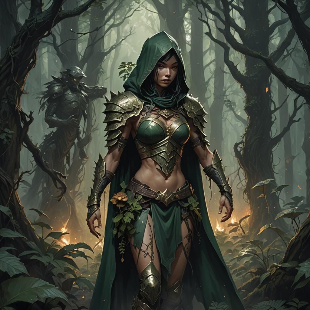 Yuan-ti Pureblood Druid in Moody Forest