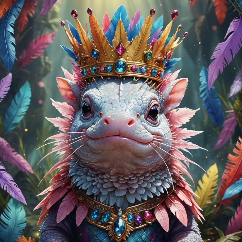 Feathered Axolotl Portrait in Fantasy Art Style