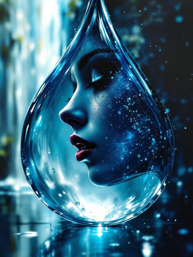 Mysterious Emo Cosplayer Inside Teardrop, Dreamlike Impressi...